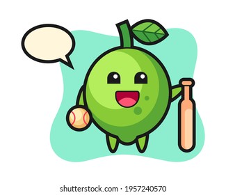 Cartoon character of lime Cartoon character of lime as a baseball player, cute style design for t shirt, sticker, logo element