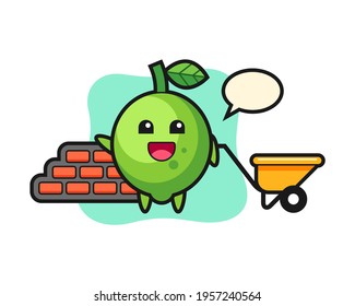 Cartoon character of lime Cartoon character of lime as a builder, cute style design for t shirt, sticker, logo element