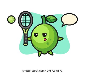 Cartoon character of lime Cartoon character of lime as a tennis player, cute style design for t shirt, sticker, logo element