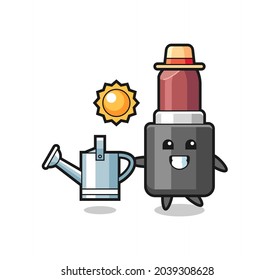Cartoon character of lipstick holding watering can , cute style design for t shirt, sticker, logo element