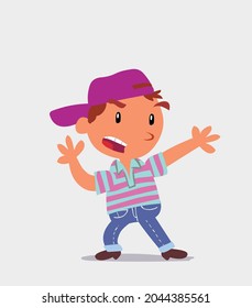 cartoon character of  little boy on jeans arguing angry
