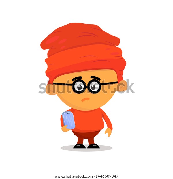 Cartoon Character Little Boy Orange Hat Stock Vector Royalty Free