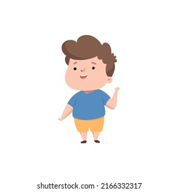 personaje de dibujos animados de un niño pequeño. Say hai