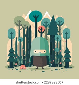 cartoon character of little forest man