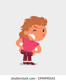 cartoon character of  little girl on jeans suspecting something wrong