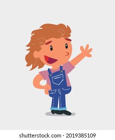 cartoon character of  little girl on jeans explaining something while pointing
