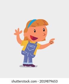 cartoon character of  little girl on jeans pointing while arguing