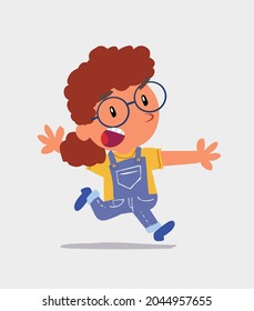 cartoon character of  little girl on jeans running angry
