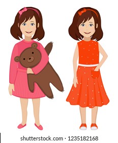 
Cartoon character of a little girl. Vector illustration, isolated background.