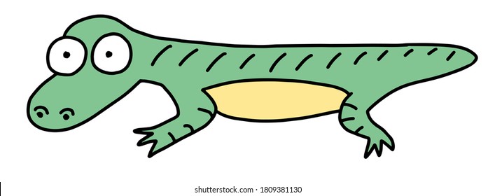Lizard del personaje de caricatura. Caricatura divertida reptile de doodle. Ilustración vectorial dibujada a mano aislada en un fondo blanco.