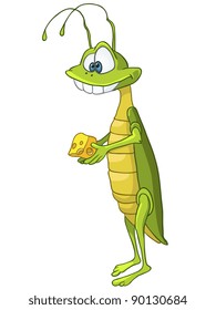 Cartoon Character Locust Isolated on White Background. Vector.