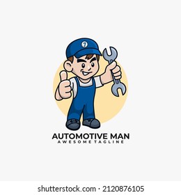 Cartoon character logo design vector illustration flat color