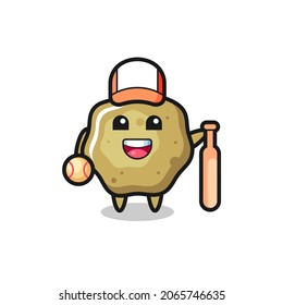Cartoon character of loose stools as a baseball player , cute style design for t shirt, sticker, logo element