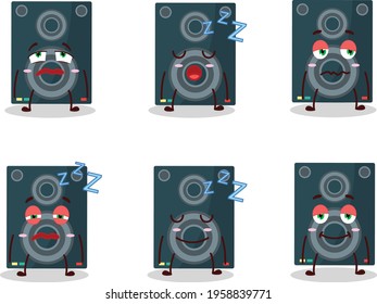 Cartoon character of loudspeaker with sleepy expression