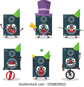 Cartoon character of loudspeaker with various circus shows