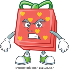cartoon character of love gift red with angry face