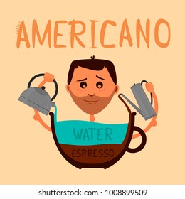 a cartoon character made coffee. A coffee recipe.