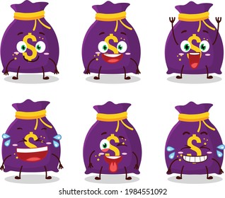 Cartoon character of magic money sack with smile expression
