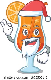 cartoon character of mai tai cocktail Santa having cute ok finger