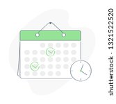 Cartoon Character Make an Online Schedule. Business Graphics Tasks, Planning and Scheduling Operations Agenda on a Week in the Calendar. Outline vector on white background.  