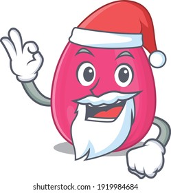 personaje de dibujos animados de la esponja de maquillaje Santa con el lindo dedo ok. Ilustración del vector