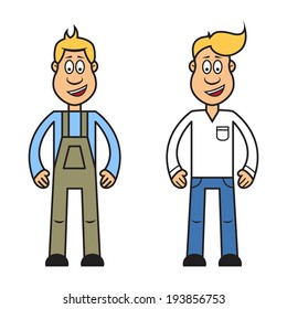 Cartoon character of man in different clothes, vector