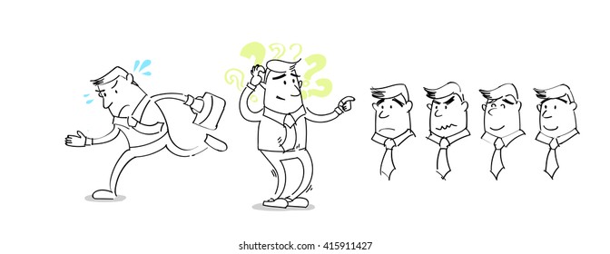 cartoon character man with different emotions
