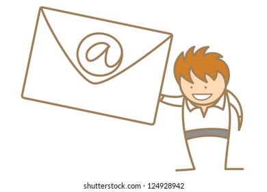 cartoon character of man getting e-mail