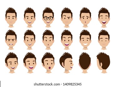 Cartoon Character Man Head Vector Set Stock Vector (Royalty Free ...