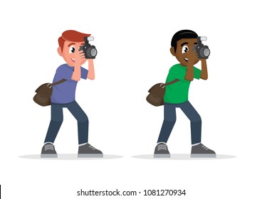 Cartoon character, Man photographer.,vector eps10