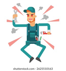 cartoon character man plumber style