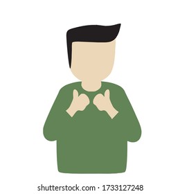 El personaje de caricatura muestra dos pulgares hacia arriba