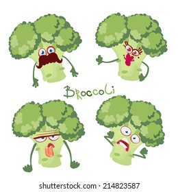 Cartoon character with many expressions of Broccoli