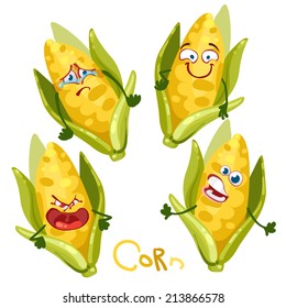 Cartoon character with many expressions corn