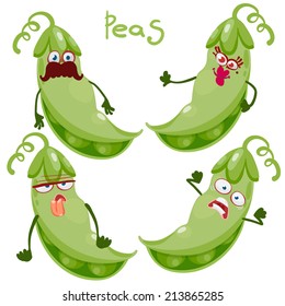 Cartoon character with many expressions of peas