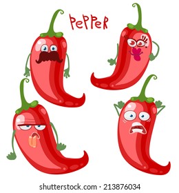 Cartoon character with many expressions of pepper