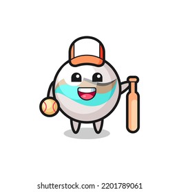 Cartoon character of marble toy as a baseball player , cute design