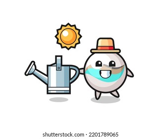 Cartoon character of marble toy holding watering can , cute design