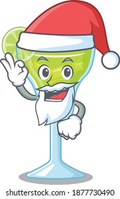 cartoon character of margarita cocktail Santa having cute ok finger