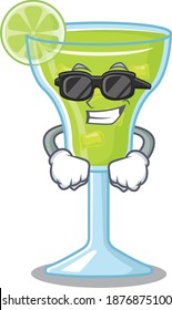 cartoon character of margarita cocktail wearing classy black glasses