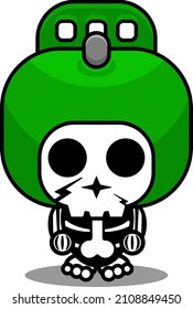 cartoon character mascot costume character cute gas cylinder skull man
