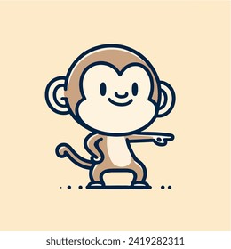cartoon character mascot cute monkey pose pointing
