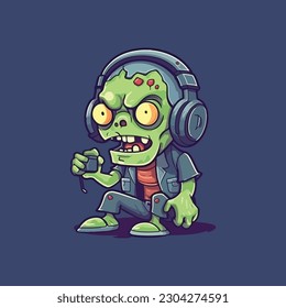 cartoon character mascot logo for game company with zombie character mascot