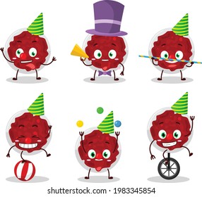 Cartoon character of mashed cranberry with various circus shows.Vector illustration. Vector illustration