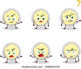 Cartoon character of mashed potatoes with what expression. Vector illustration