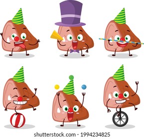 Cartoon character of meat with various circus shows. Vector illustration