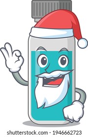 cartoon character of medical test bottle Santa with cute ok finger. Vector illustration