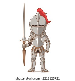 Cartoon Character Of Medieval Knight Armour.