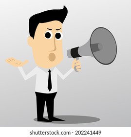 Cartoon character with a megaphone