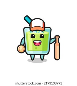 Cartoon character of melon juice as a baseball player , cute style design for t shirt, sticker, logo element